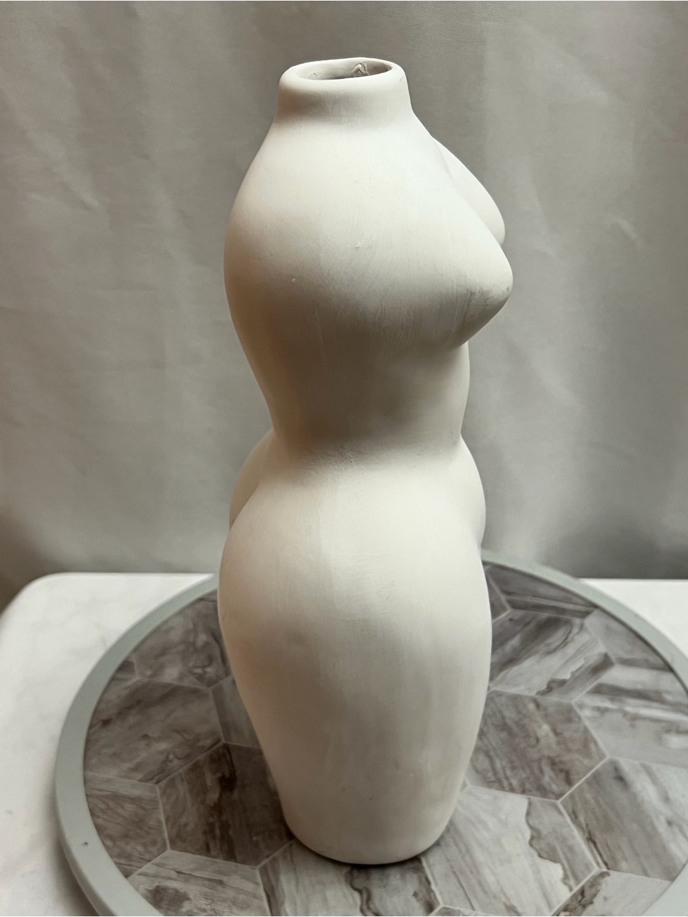White Female Body Vase 12” Nude Torso Bust Curvy Woman Boho Modern Decor - Picture 2 of 7